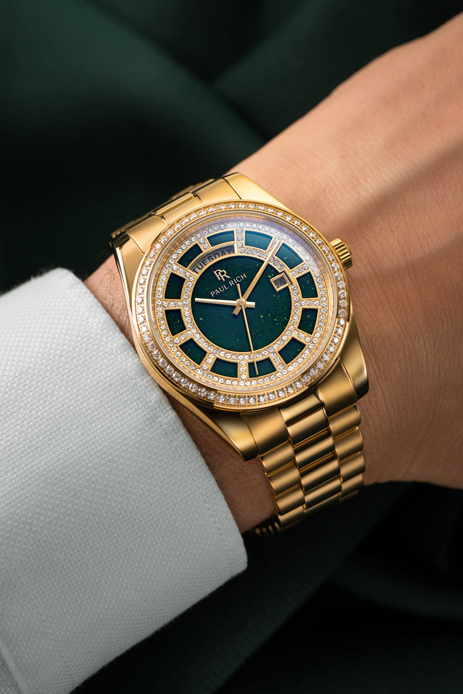 Crown Legacy Gold - Aventurine Green - On Wrist Crown Legacy Gold - Aventurine Green - On Wrist