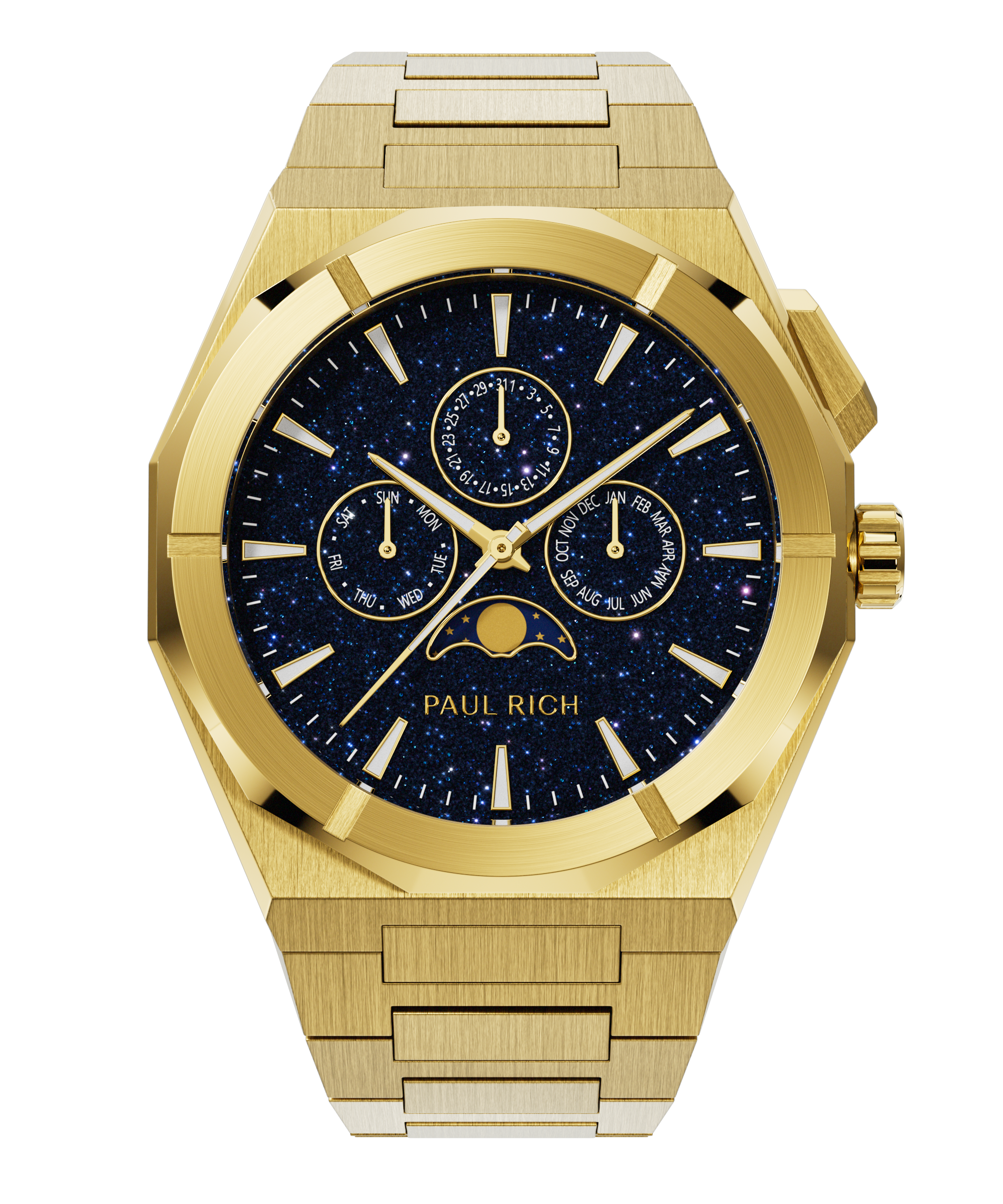 プラチナ 金 パラジウム 腕時計 platinum gold Palladium Moonphase Star Dust II Gold