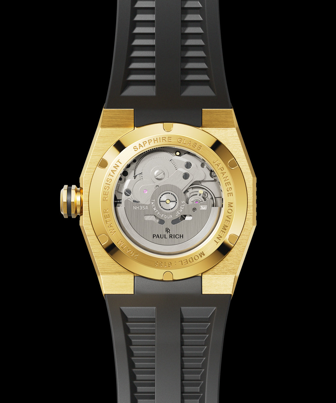 Aquacarbon Pro Imperial Gold Aventurine Automatic Back View Aquacarbon Pro Imperial Gold Aventurine Automatic Back View