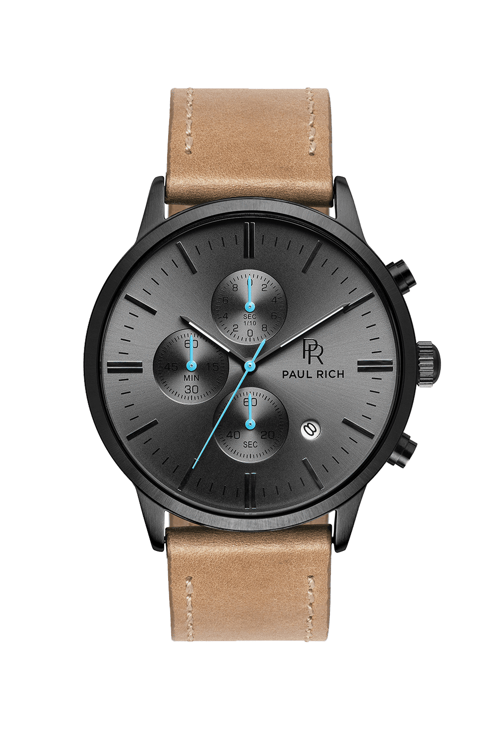 Sociaal Groenten Amuseren Grey Argon watch with brown leather and blue hands