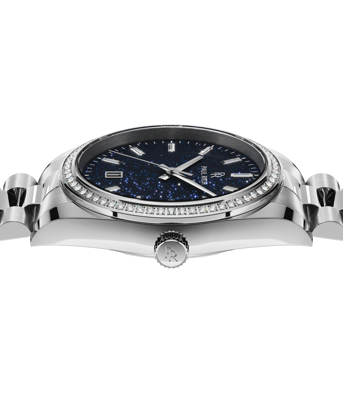 Moissanite Legacy Silver Blue Aventurine — side view