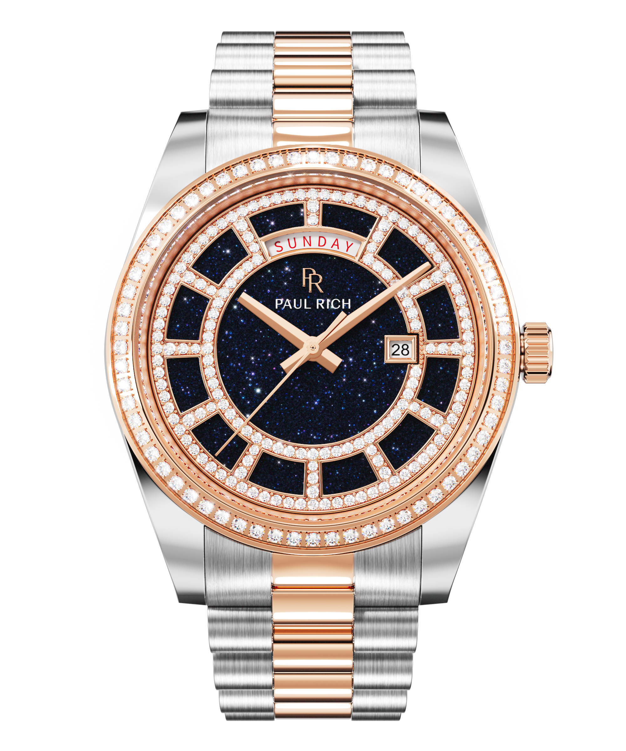 Rose Gold and Silver Watch with Crystal Accents Time and Tru Women main image 2