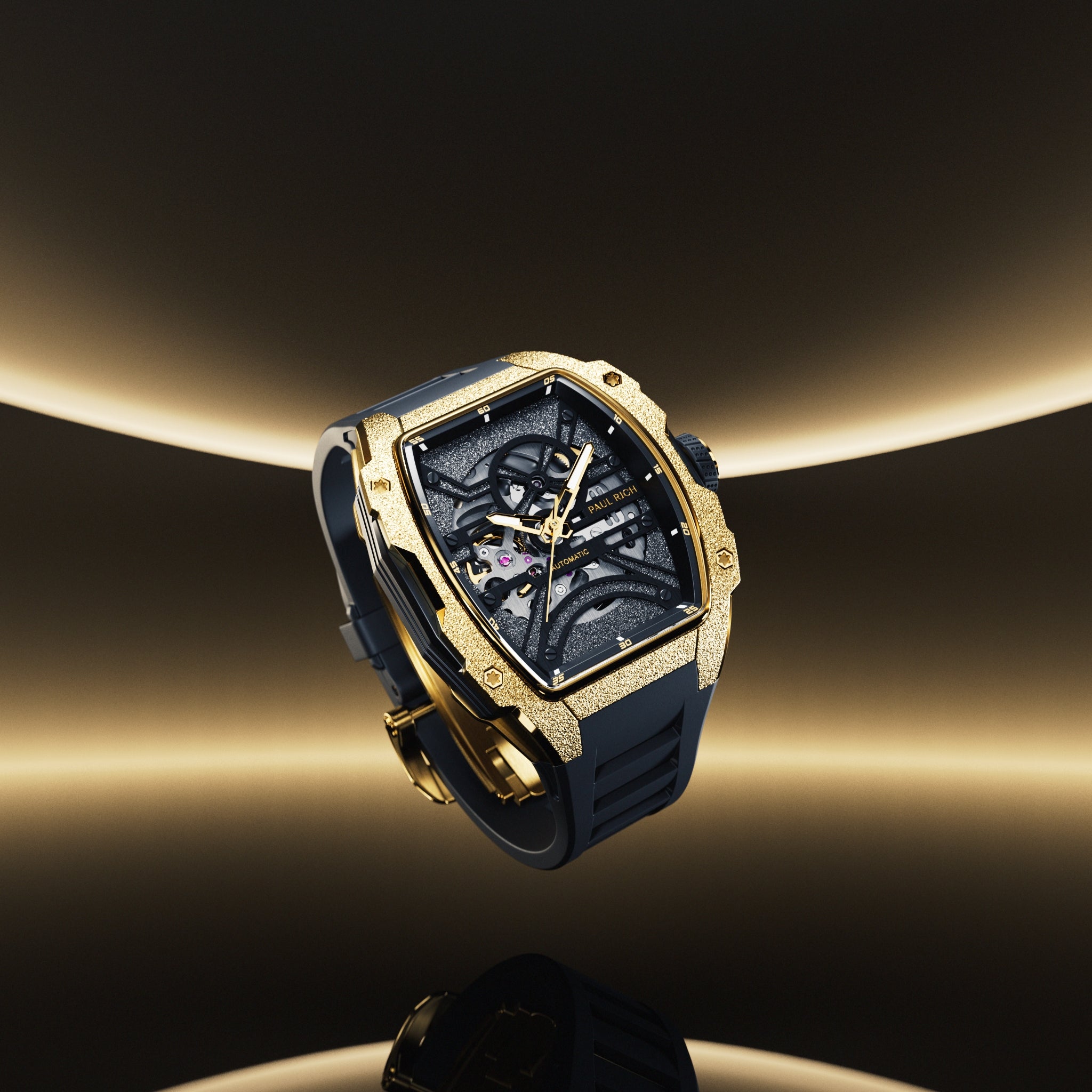 Star Dust II Automatic Silver Blue watch on an ice background.