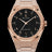 Paul Rich rose gold frosted watch with black aventurine dial, rose gold Eastern Arabic numerals, and Swiss movement.