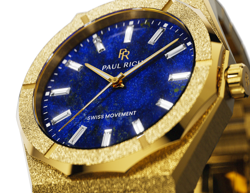 Frosted Star Dust II Lapis Nebula Gold — lapis lazuli dial