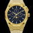 Paul Rich frosted gold watch with aventurine dial, moonphase display, and three subdials on a frosted gold bracelet.