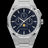 Paul Rich frosted silver watch with aventurine dial, moonphase display, and three subdials on a frosted silver bracelet.