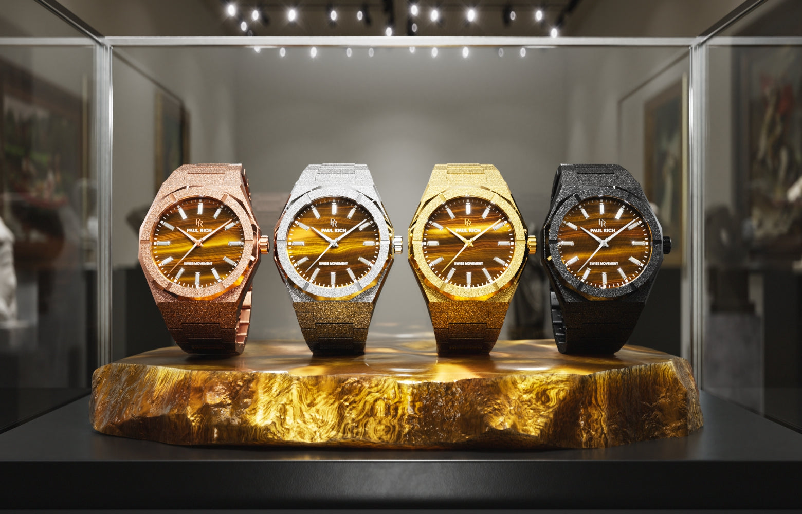 Tiger Flare collection — Frosted Star Dust II with tiger's eye dials