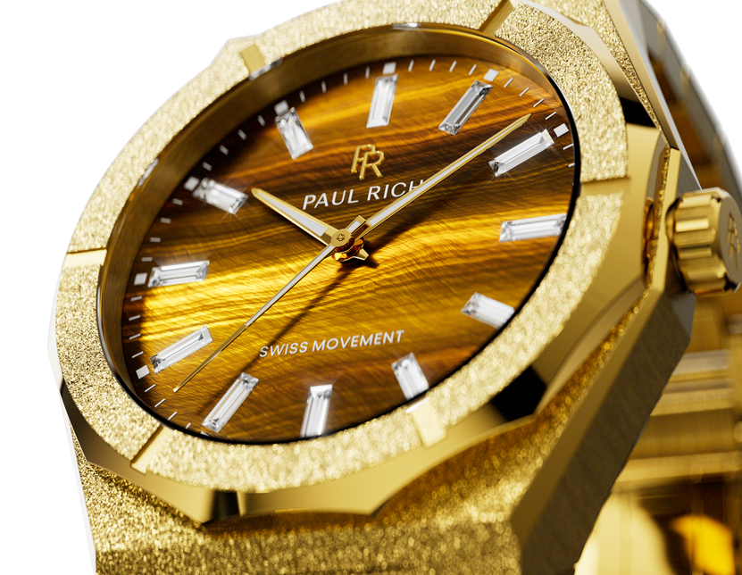 Frosted Star Dust II Tiger Flare Gold — tiger's eye dial