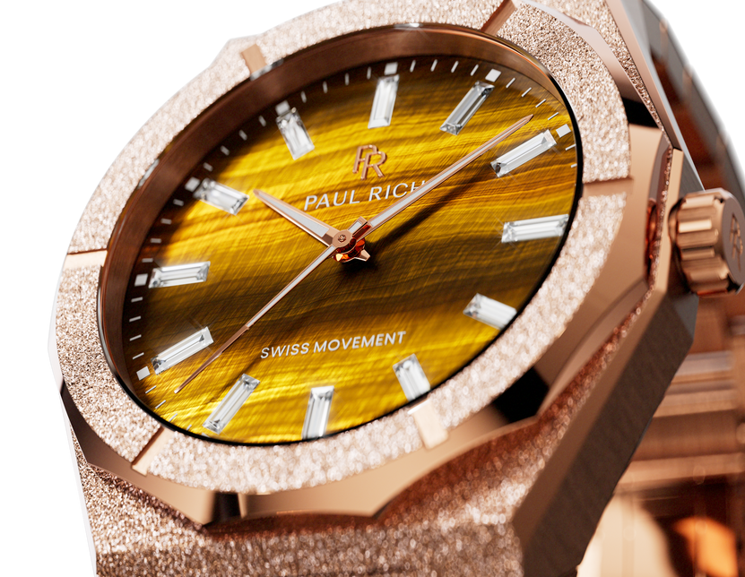 Frosted Star Dust II Tiger Flare Rose Gold — tiger's eye dial