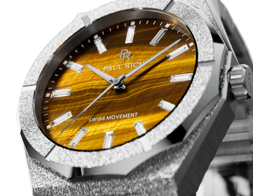 Frosted Star Dust II Tiger Flare Silver — tiger's eye dial