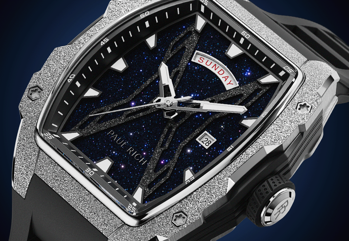 Rech Wact Astro Day & Date Abyss Silver | Quartz Watch | Paul Rich
