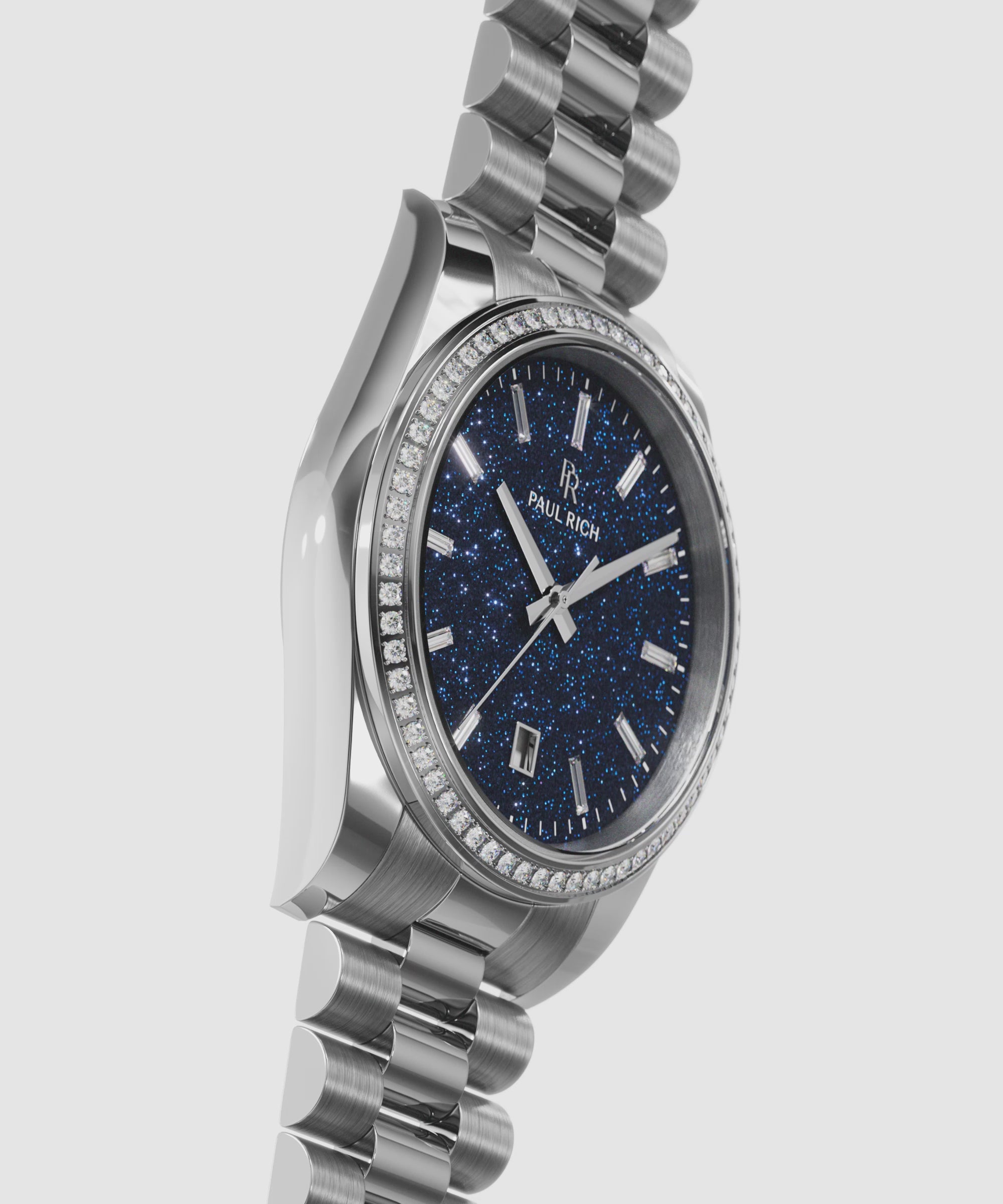 Moissanite Legacy Silver Blue Aventurine — 360° spin