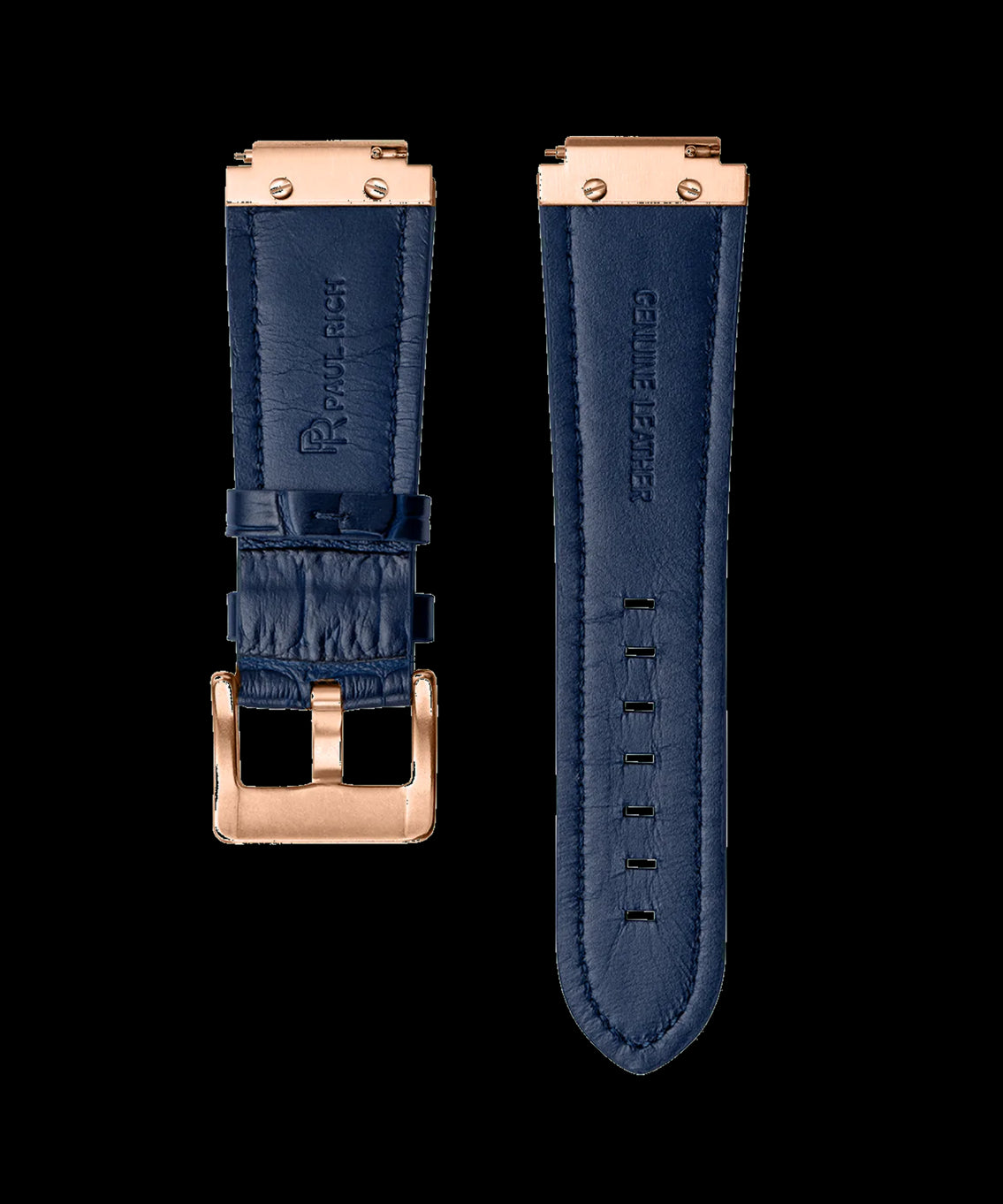 Leather Watch Band Rose Gold Blue
