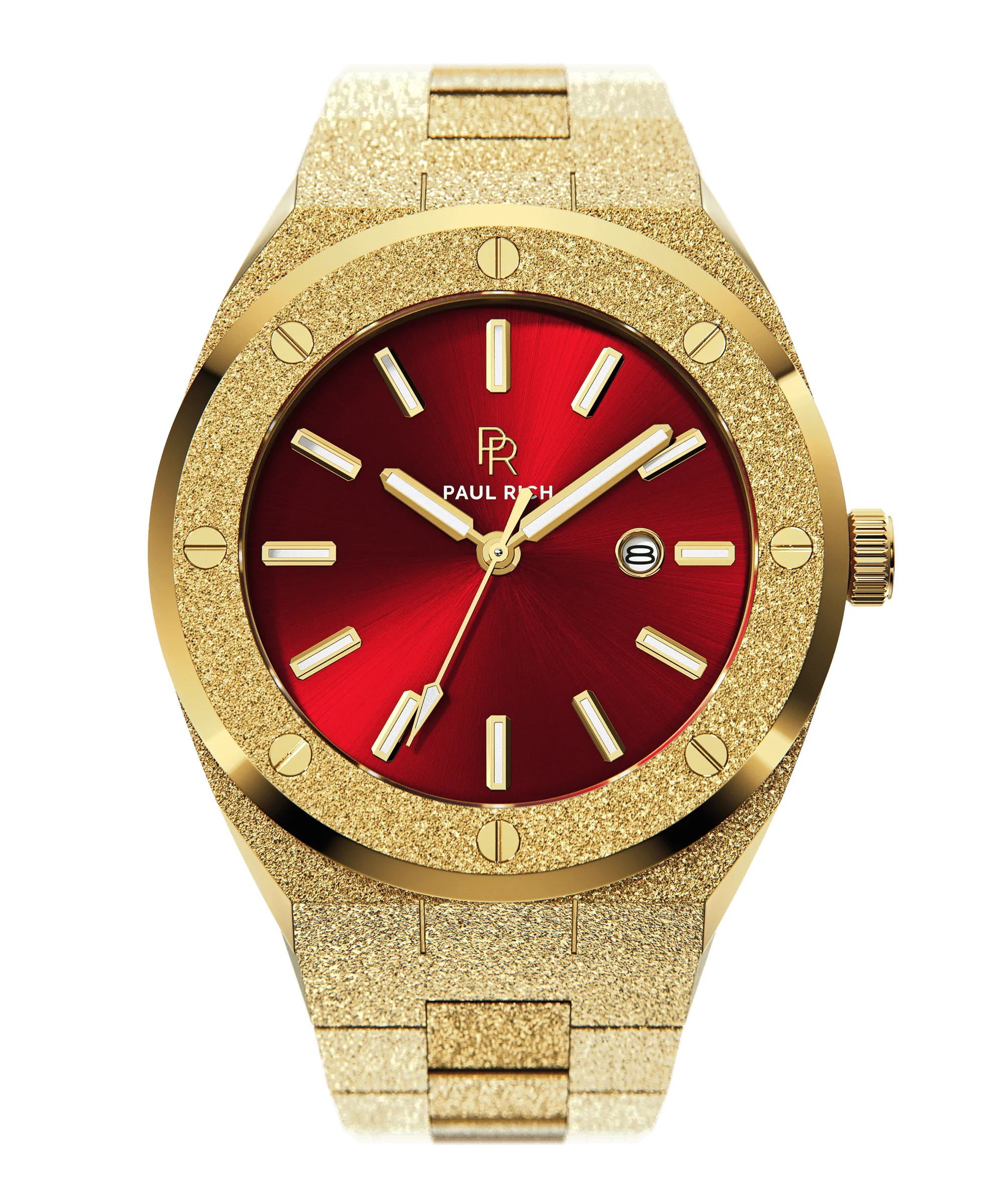 Frosted Sultan's Ruby - Gold Watch with Red Dial | Paul Rich