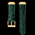 Leather Watch Band Gold Green