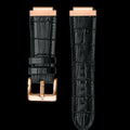 Leather Watch Band Rose Gold Black